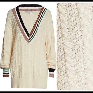 Veronica Beard Rory V-neck cable sweater